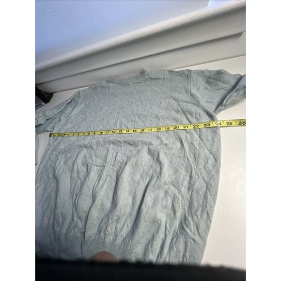 I Levrieri Mens Sweater Cashmere Silk Cable Knit Sz XL Light Blue Preppy Italy - Picture 5 of 6